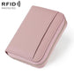 Bean pink ultra-thin RFID anti-theft card bag with zippered edge