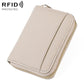 Beige ultra-thin RFID anti-theft card bag with zippered edge