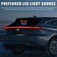 Car LED devil-eye light display with red eyes glowing above taillight bar