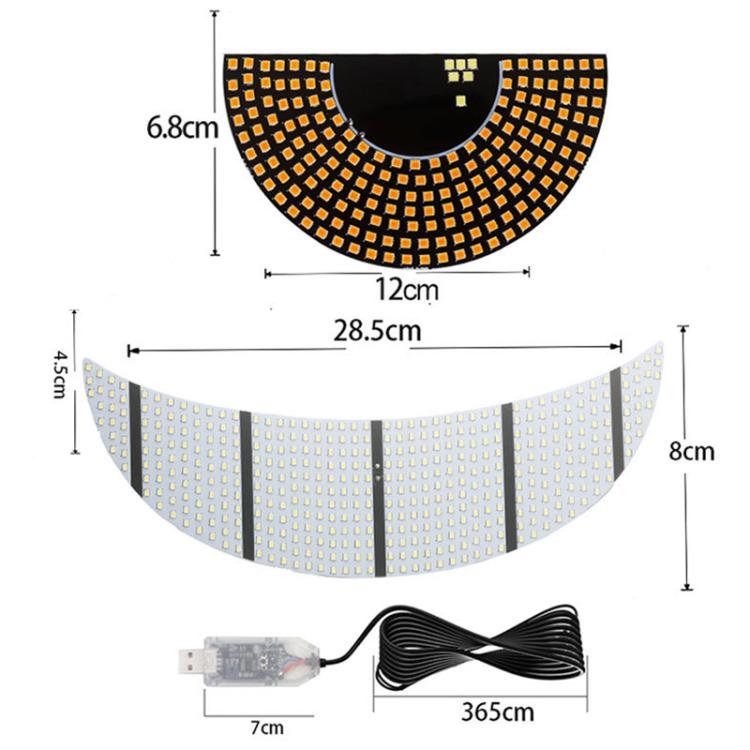 Curved LED display decorative light panel with devil-eye pattern, yellow and cool white LEDs