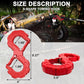 Red S-shaped towing hook with protective grip ring and metal locking pin