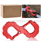 Red S-shaped trailer tow hook with metal locking pin and textured grip frame