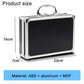 Aluminum alloy tool box with silver frame, black front panel, and carry handle