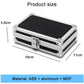 Portable aluminum toolbox with black lining, chrome latches, and corner protectors