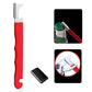 Red manual quick knife sharpener with metal sharpening head and finger guard