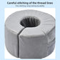Gray plush hand and foot positioning cushion with circular ankle opening