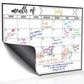 Monthly calendar magnetic refrigerator message board with handwritten July schedule and icons