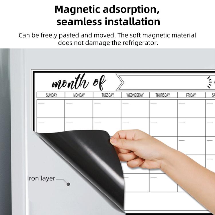 Monthly calendar magnetic refrigerator message board with removable magnetic back film