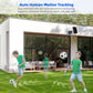 Solar PTZ security camera with auto human motion tracking, white dome housing and antennas
