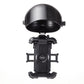 Black sunshade cycling phone holder mount, front view with clear shield