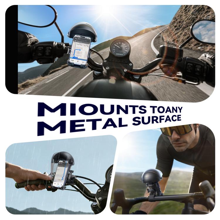 Sunshade phone holder with mounted smartphone on handlebar
