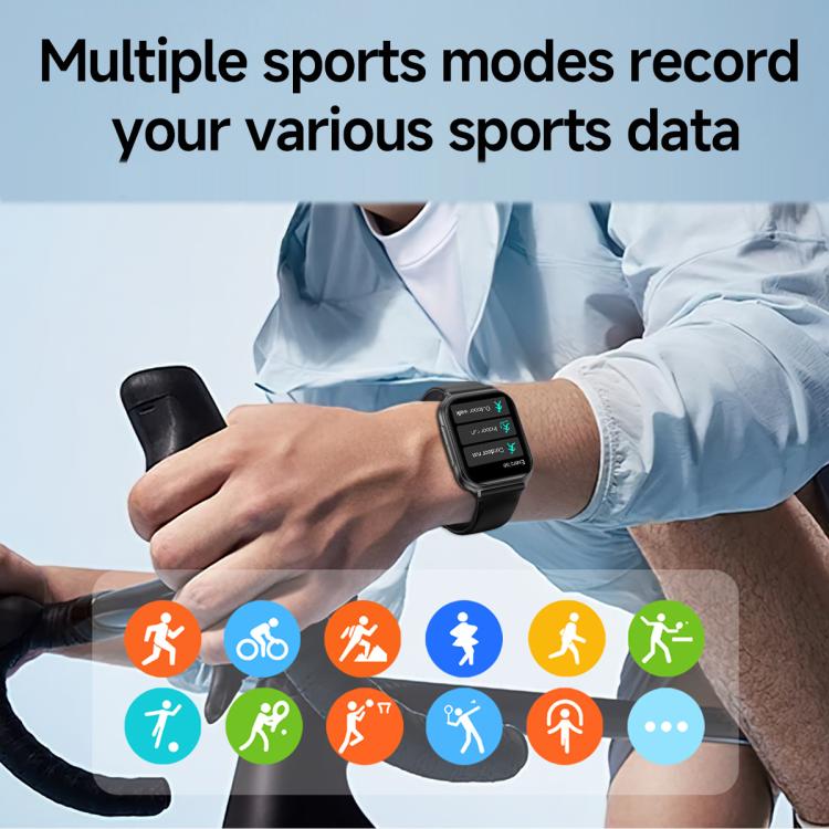 Black smart sports watch displaying activity data during exercise