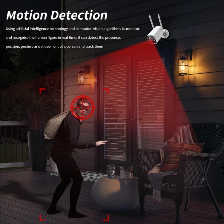 Outdoor PTZ security bullet camera with two white antennas