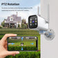 Outdoor PTZ security camera with phone controlling PTZ rotation, white housing