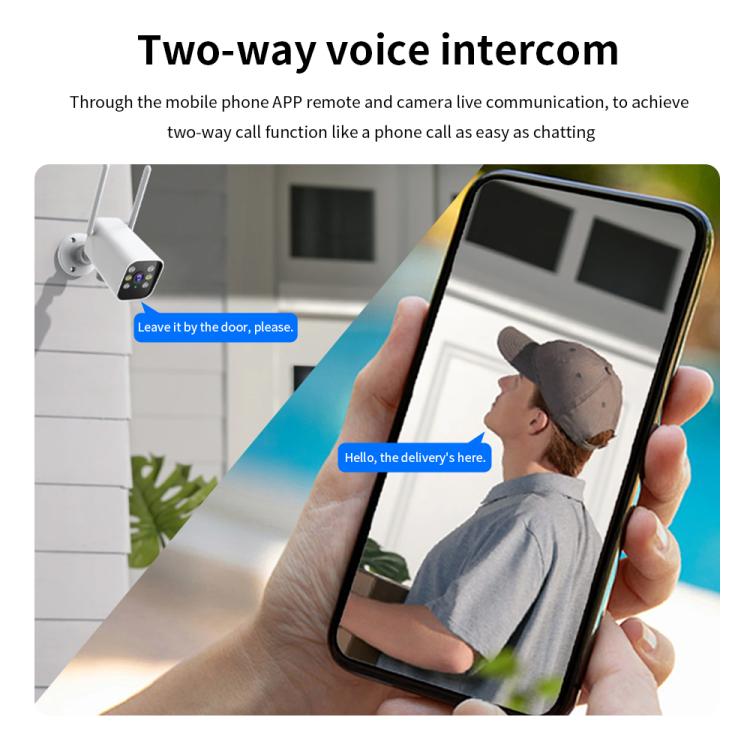 Outdoor PTZ security camera with two-way voice using a smartphone, white housing