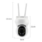 White security camera dimensions view with two antennas and front lens