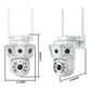 White dual-lens PTZ camera with size markers 110mm, 160mm, 138mm.