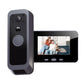Wireless video doorbell intercom with gray exterior unit and screen monitor