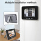 Two-way audio video doorbell set with gray camera and wall-mounted 4-inch monitor
