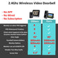 Two-way audio wireless video doorbell kit with camera and black monitor display