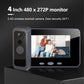 4-inch video doorbell monitor with gray exterior camera and built-in screen