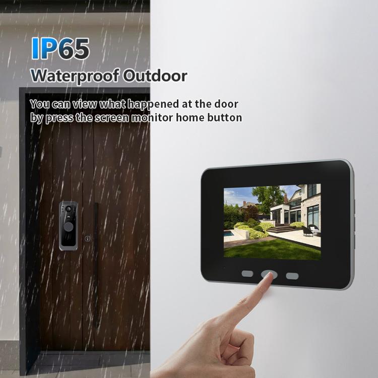 Waterproof video doorbell intercom set with exterior camera and wall screen