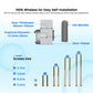 Smart WiFi video doorbell installation diagram with door thickness and viewer parts