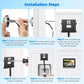 Video doorbell installation steps diagram with mounting and cable routing panels
