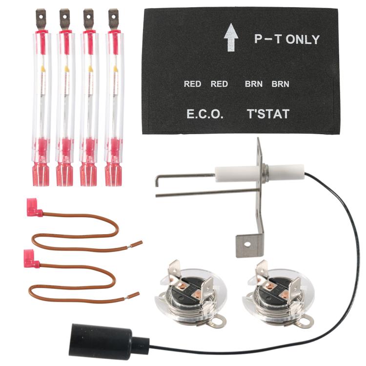 RV water heater thermal breaker kit with sensors, wires, and red fuse tubes