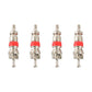 Set of four air valves with red caps and metal needles