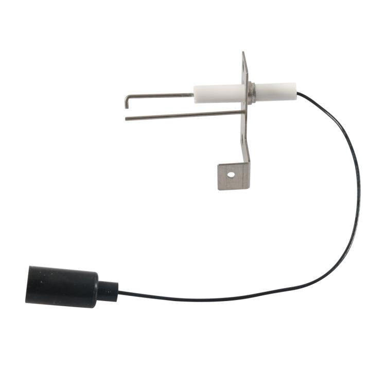 Water heater igniter electrode with U-shaped electrode, white insulator, black cable