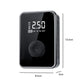 Front view of compact digital car air pump with LED pressure screen and control dial, black