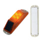 Solar LED warning light with orange lens, white base, and black solar panel