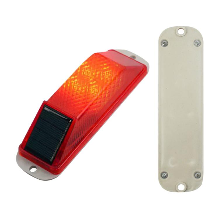 Solar LED warning light set: red lens unit and white mount backing