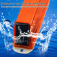 Solar-powered LED flashing warning light with solar panel, orange housing