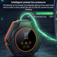 Electric car triangular air pump inflator showing preset pressure level on display