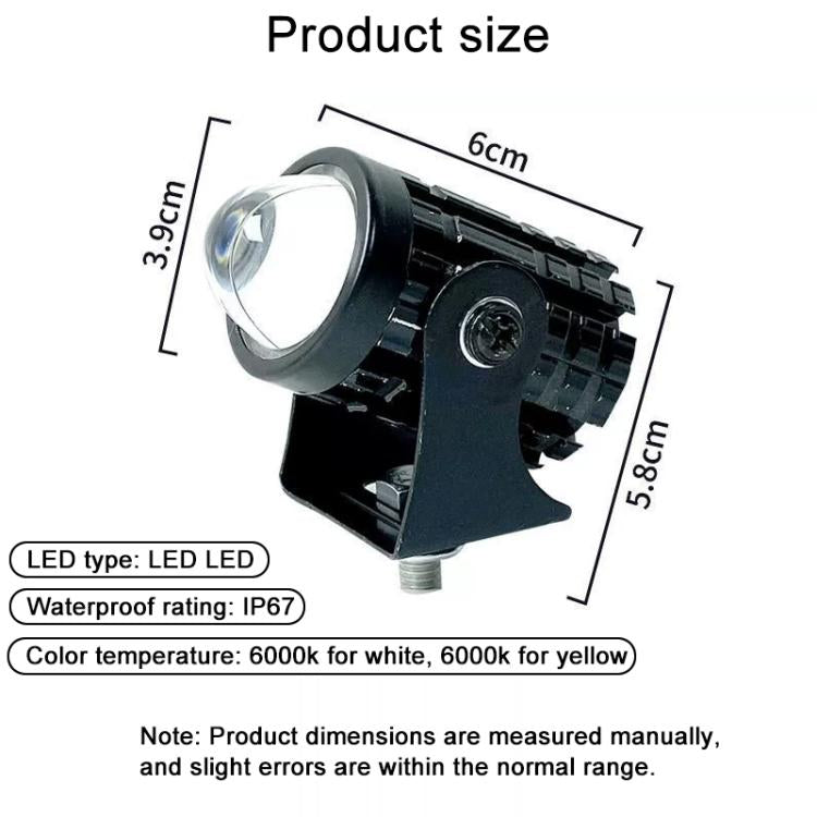LED mini spotlight size diagram with round lens housing and threaded mounting stud