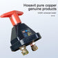 Mechanical car battery disconnect switch with red handle and black housing, 12/24V