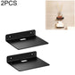 Two-pack wall-mounted acrylic display shelf racks, black, with mounting holes and ledges