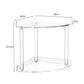 Clear acrylic corner rack with two tiers and cylindrical support rods