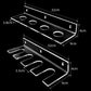 Clear acrylic wall rack with multiple oval slots and bat holders, with mounting holes