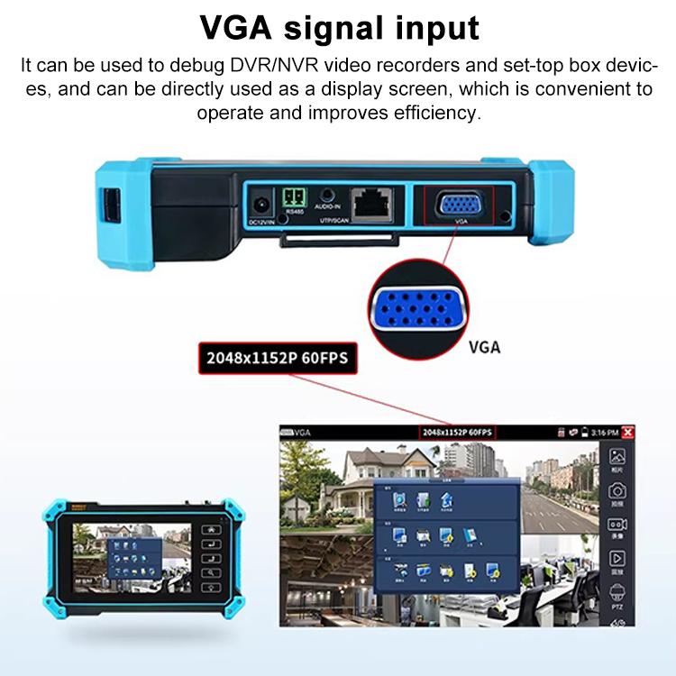 4K network coaxial simulation tester with VGA input and network port panel
