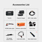 Coaxial video tester accessories kit with charger, cables, tool kit, and hand strap