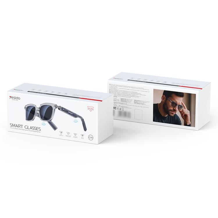 Yesido IO41 smart glasses shown on the front and back of the retail packaging