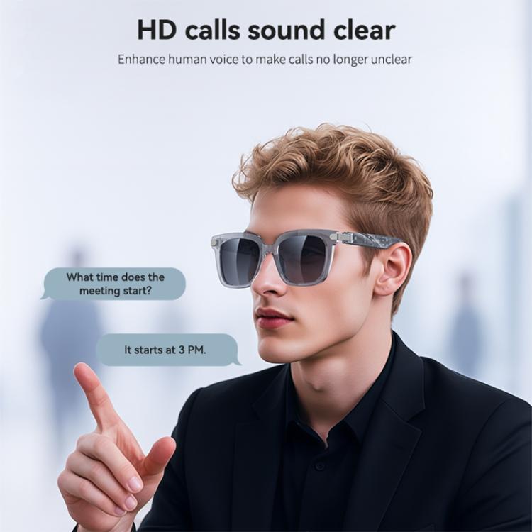 Yesido IO41 smart glasses with dark lenses and translucent frames worn by a model
