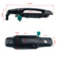 Black left front door handle with size diagram overlay and mounting clips