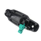 Left rear outside door handle inner side, black shell with green spring clips