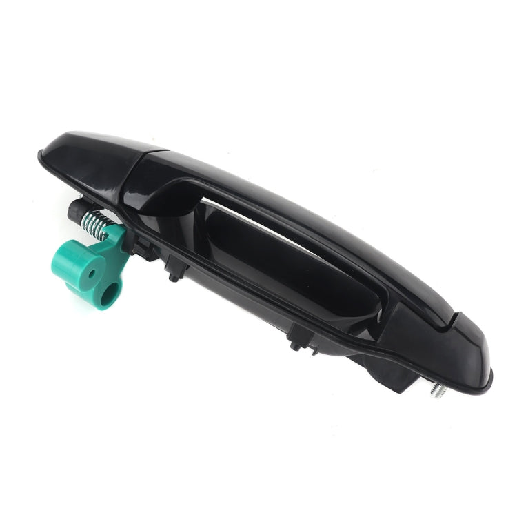 Left rear outside door handle with mounting studs, black plastic, side profile
