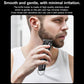 Mini beard trimmer in hand, trimming along the side of a beard