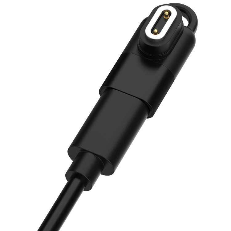 Black USB-C watch charging adapter attached to a cable, with two gold contacts
